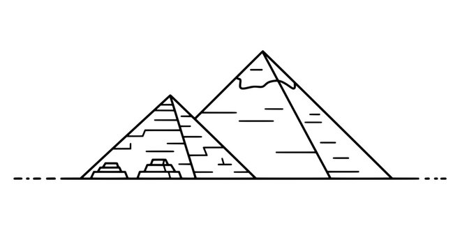 recommend clip art: Egyptian Pyramids Line Art: A minimalist line art illustration of the iconic Egyptian pyramids, showcasing their geometric forms and ancient grandeur.