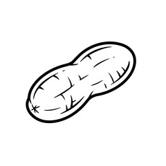 Peanut Illustration: A simple, bold, line drawing of a peanut in its shell.