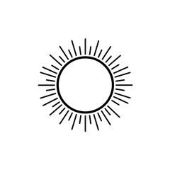 Radiant Solar Burst: Minimalist illustration of a sun radiating with dynamic lines, capturing the essence of warmth and energy.