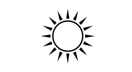Minimalist Sun Illustration: A striking, black and white graphic of the sun, its radiating rays conveying warmth and energy, perfect for conveying positive and bright themes.