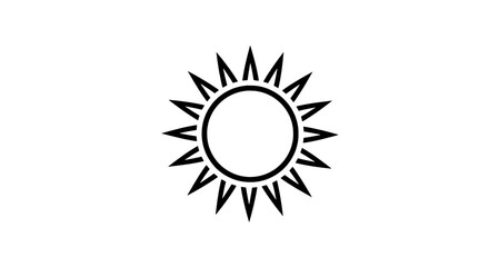 Sunrise Symbol: A clean, minimalist illustration of the sun, radiating with spiky beams, symbolizing warmth, energy, and new beginnings.