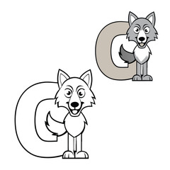 A coloring page featuring the letter 