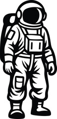 Black color Astronaut vector illustration, astronaut silhouette vector art, astronaut line art isolated vector icon design