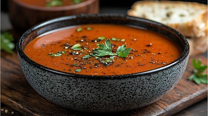Delicious tomato soup recipe kitchen food photography cozy environment close-up culinary delight
