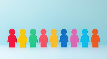 Colorful Paper People Figures on a Minimalist Background for Creative Projects and Education