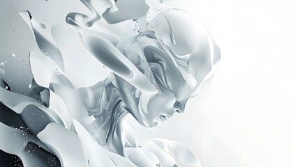 Abstract white fluid figure with human face in profile