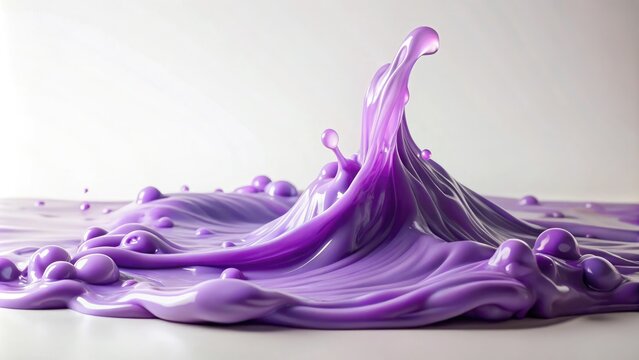 A pool of lavender-hued slime flows slowly down a smooth white surface, creating an otherworldly ambiance, soothing color palette, flowing substance