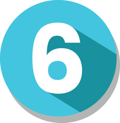 Flat Blue Icon Number , 6
