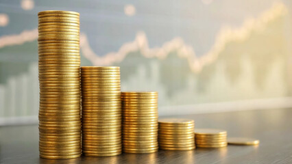 Neatly stacked golden coins representing financial growth and investment