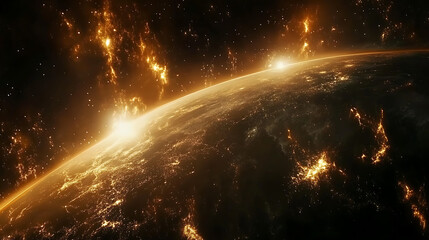 A glowing Earth as seen from space, surrounded by the infinite cosmos 