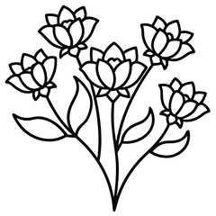 Black and White Lotus Flower Line Art Illustration