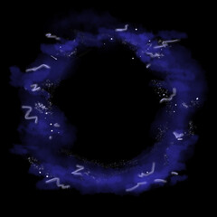 Portal Frame Blue Clouds with Lightning, Illustration Template for Web and Print