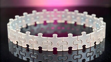 Obraz premium Unique Circular Puzzle Piece Design with Reflective Background