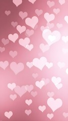 Love in the Air: A gentle cascade of softly illuminated hearts floats against a delicate blush pink backdrop, creating an atmosphere of romance and affection. 