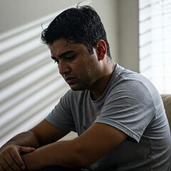 Fototapeta premium An increase in temperature can cause depression, anger and difficulty concentrating.