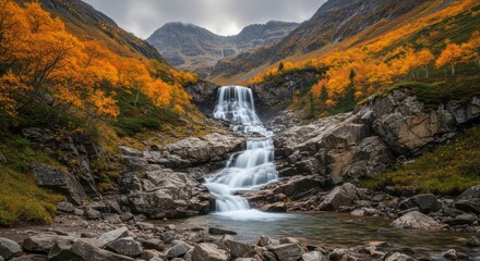 Fototapeta premium Beautiful landscape photo of river flowing over rocks in spring