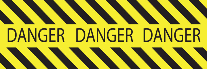 Warning Strips vector illustration of black and yellow Police stripe border. Stripes on the diagonal, danger vector template sign background, danger sign, Danger area mark, line danger stripe. 