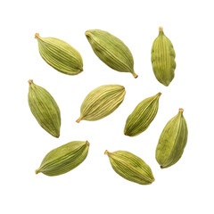 Top view of green cardamom pods for spice and flavor concept
