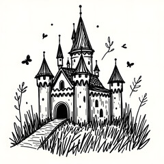Obraz premium doodle illustration of castle