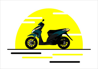 Modern Scooter Sporty Design Silhouette Isolated On White