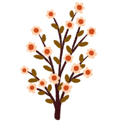 Naklejka premium Flower tree, Floral Branch Illustration, Simple Aesthetic, and Nature-Inspired Art, pattern 