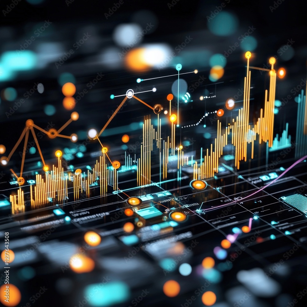 Poster abstract data visualization with colorful elements