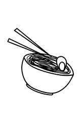 hand drawn vector illustration of a bowl of food noodles in outline style