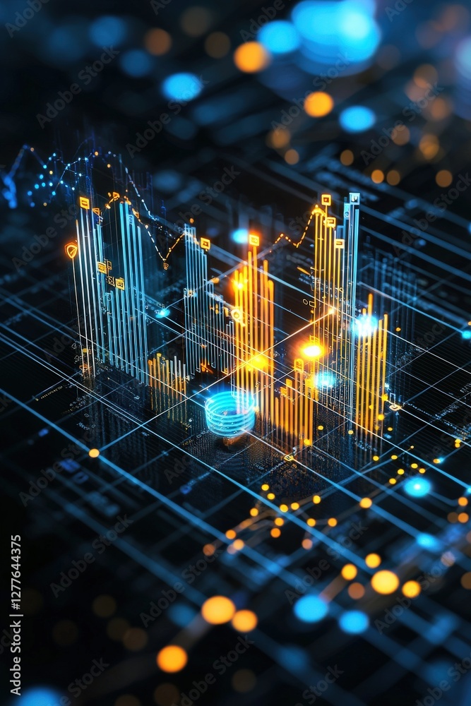 Poster abstract data visualization with colorful graphs