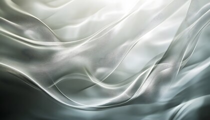 Fototapeta premium Abstract image featuring flowing silver and white silken fabric