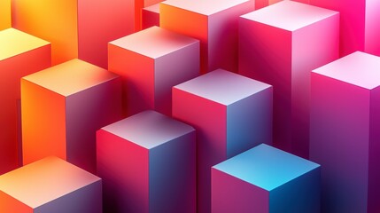 Abstract Geometric Pattern Of Overlapping Shapes In Warm And Cool Colors