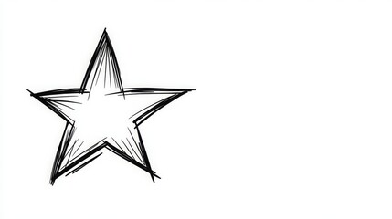 Fototapeta premium Hand Drawn Sketch of a Five Pointed Star on White Background Simple Graphic Design Element