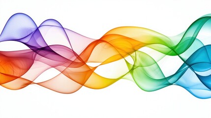 Abstract colorful wave design on white background dynamic flowing rainbow spectrum vibrant art