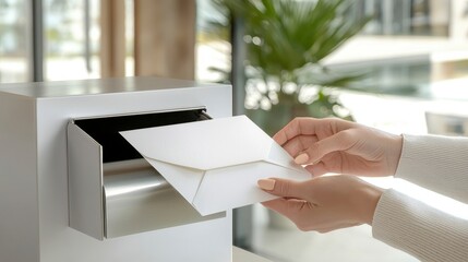 Mail being inserted into a modern mailbox