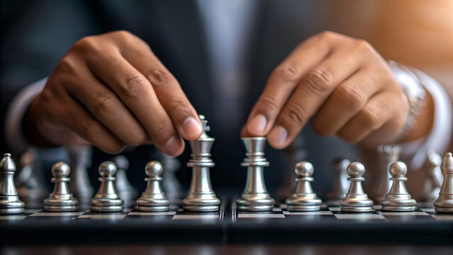 entrepreneurship tips strategy scalability execution A person strategically moves a chess piece during a game, showcasing focus and skill.