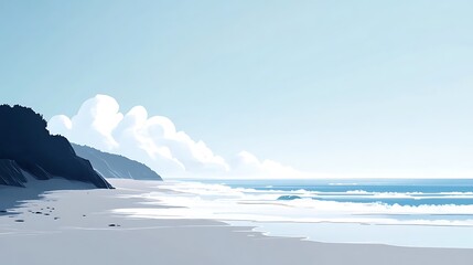 Fototapeta premium Serene Coastal Scene with Cliffs and Gentle Waves