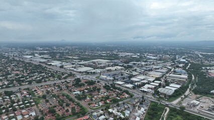 Gaborone residential urban housing aerial view in Botswana, Africa