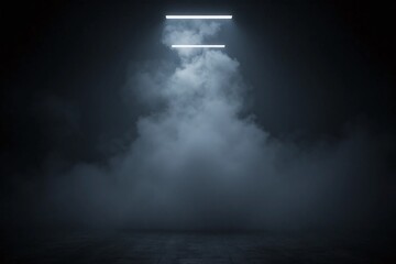 Empty room foggy atmosphere concrete floor walls mysterious ambiance