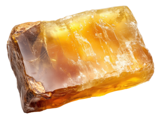 One piece of amber isolated on white background