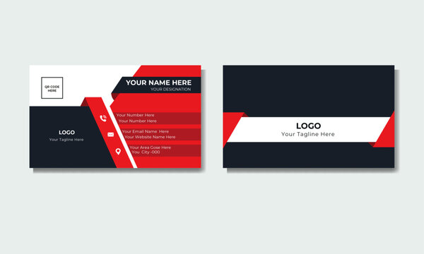 Modern and minimalist creative individual of business card ,red and black color set of visiting card design template.
