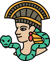 A woman with a snake around her neck