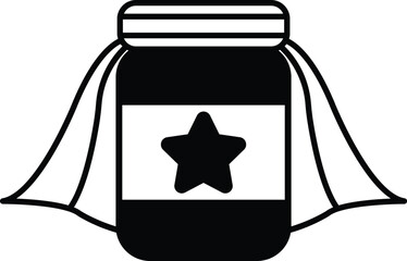 jar with a lid and a cape on it