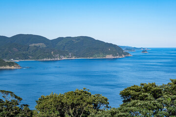 Obraz premium 都井岬から見る宮之浦漁港