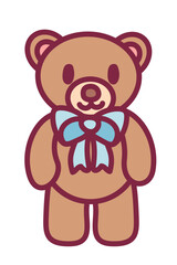 vector cartoon cute bear. Clip art isolated on transparent background.
