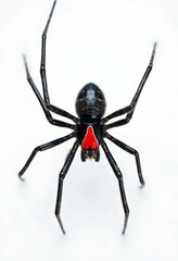 Isolated Black Widow Spider on White Background Close-up Dangerous Insect