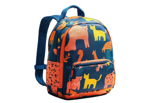 Bright and Fun Kids Backpack with Animal Design for Children: Isolated on Transparent Background