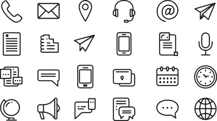 Set of Communication and Messaging Icons Vector Art for Digital Interaction and Customer Service