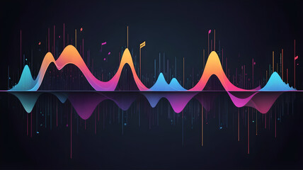Abstract background of frequency waves with modern gradient colors 