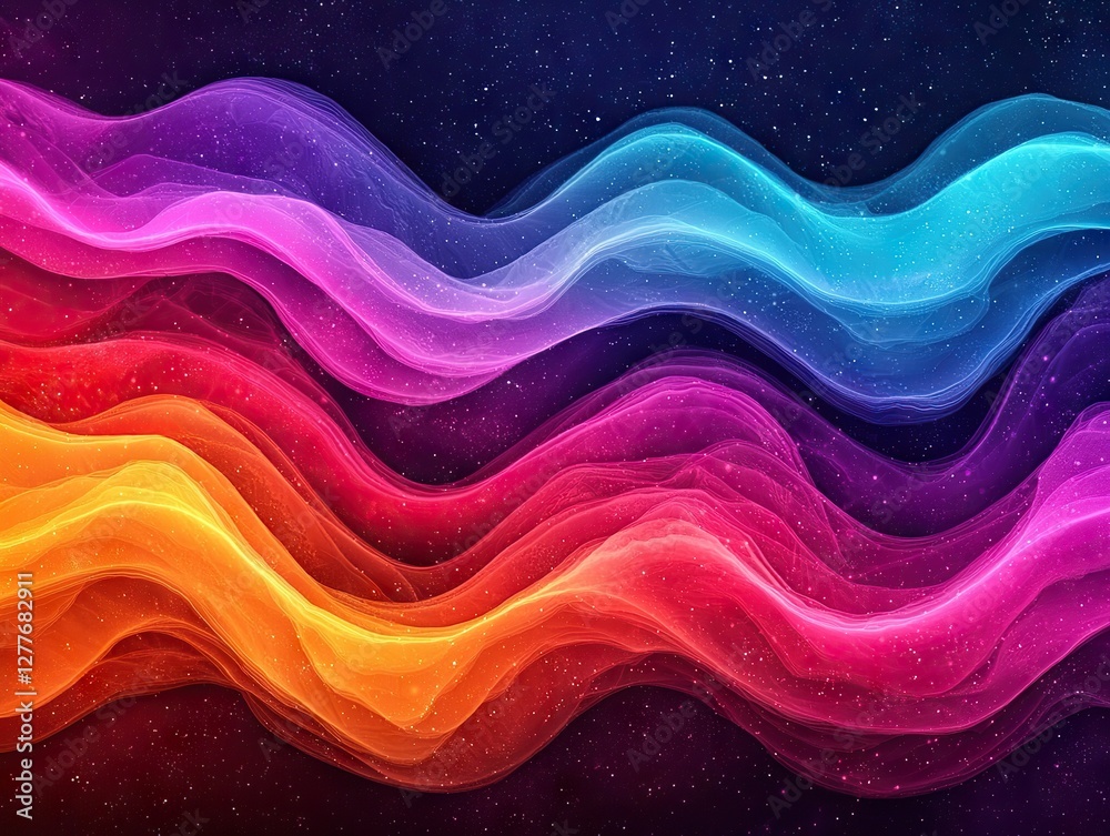 Poster dynamic abstract waves of color digital art modern design colorful gradient artistic perspective vis