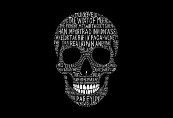 Mysterious Skull Typography Art - Bold and Dark Illustration for Modern Aesthetic