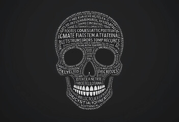 Mysterious Skull Typography Art - Bold and Dark Illustration for Modern Aesthetic